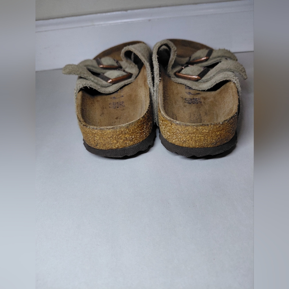 Birkenstock Arizona Women Size 40/9 Us Narrow Beige Suede Sandals with Buckles - Picture 4 of 10
